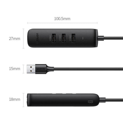 UGREEN 20984 USB 2.0 to 3 x USB2.0 with RJ45 (100Mbps) Ethernet Adapter (Black) 10