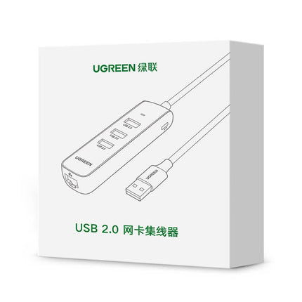 UGREEN 20984 USB 2.0 to 3 x USB2.0 with RJ45 (100Mbps) Ethernet Adapter (Black) 11
