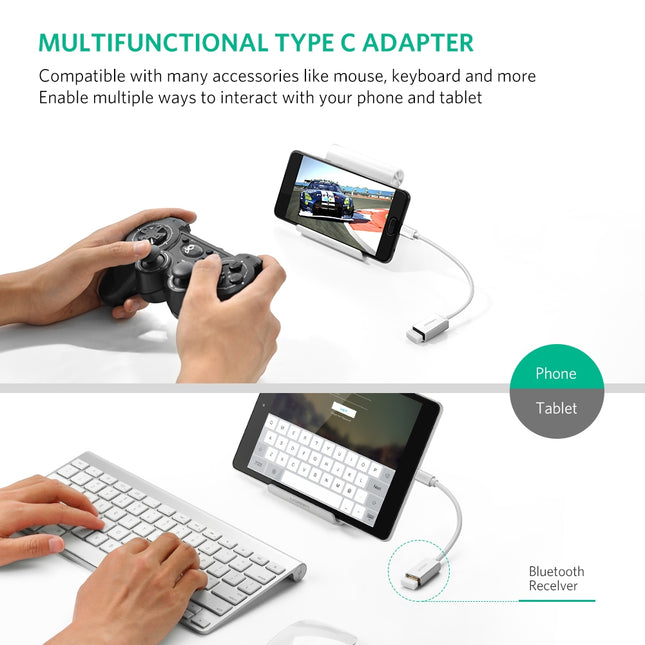 UGREEN USB Type-C Male to USB 3.0 Type A Female OTG Cable - White 15CM (30702) 2