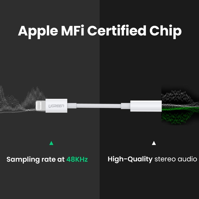 UGREEN 30759 iPhone 8-pin to 3.5mm Headphone Adapter 2