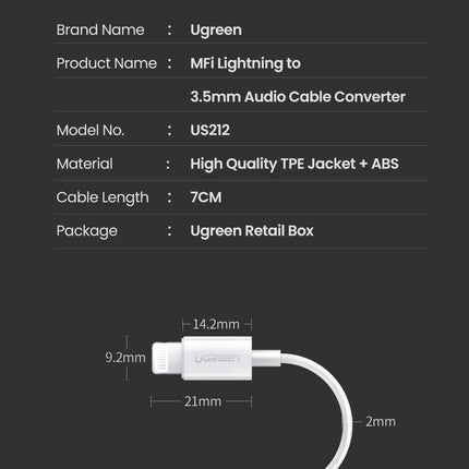 UGREEN 30759 iPhone 8-pin to 3.5mm Headphone Adapter 9