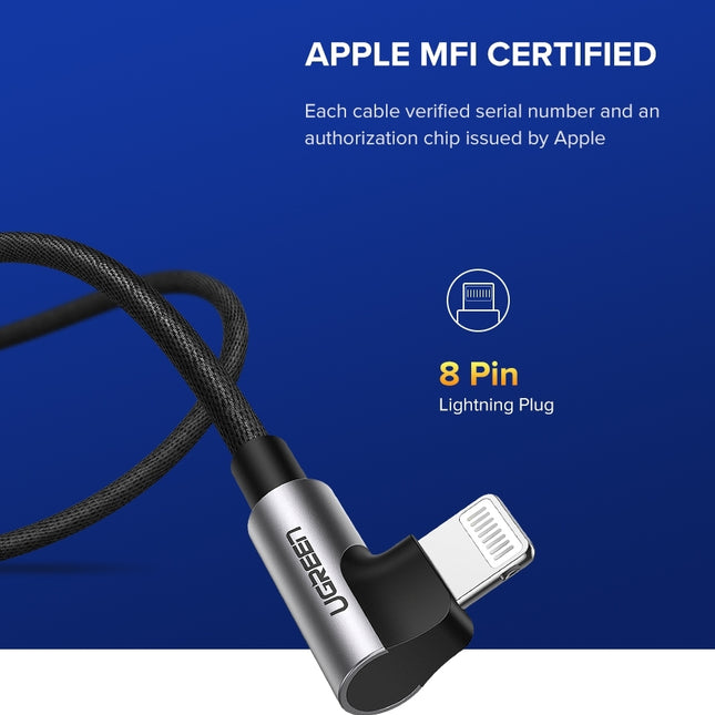 UGREEN 60521 USB-A to 8-pin 90 Degree Angel Cable 1M 2
