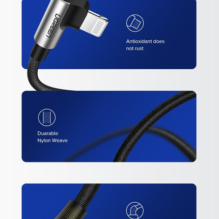 UGREEN 60521 USB-A to 8-pin 90 Degree Angel Cable 1M 8