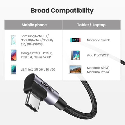 UGREEN 70529 60W Angle USB C to C Cable 1M 6