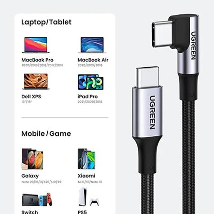 UGREEN 70645 USB-C to Angle USB-C Cable 2M 6