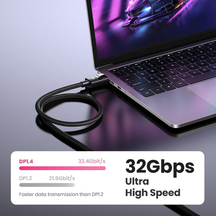 UGREEN 80394 DP V1.4 Male to Male Plastic Case Braided Cable 5M 4