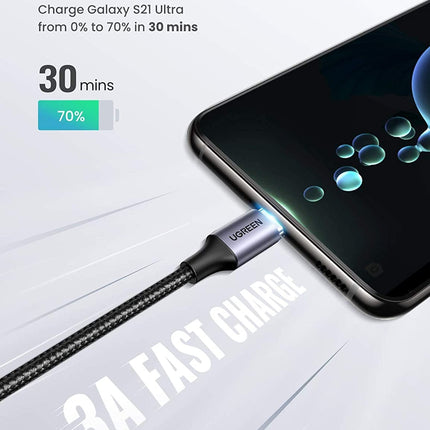 UGREEN 80714 USB-C 2.0 to Angle USB-C Cable Black 3M 3