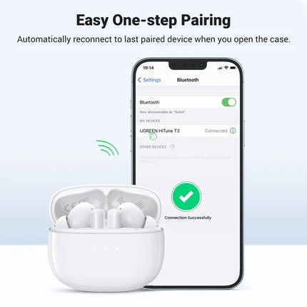 UGREEN 90206 HiTune T3 Active Noise-Cancelling Wireless Earbuds (White) 9