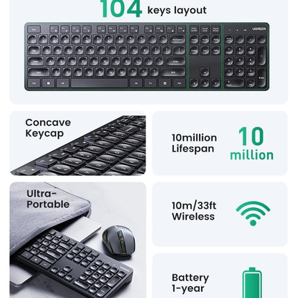 UGREEN 90250 104-Key layout 2.4G Wireless Keyboard 5