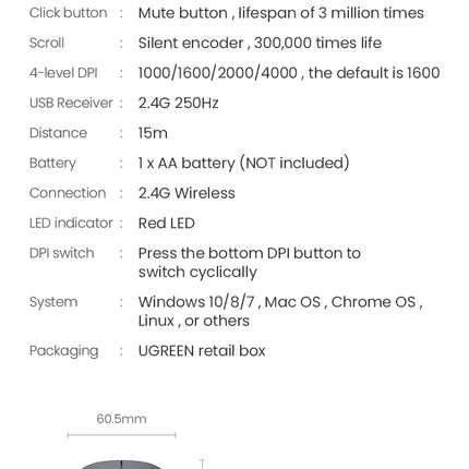 UGREEN 90373 Slim 2.4G Wireless Mouse 5