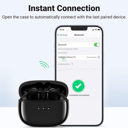 UGREEN 90401 HiTune T3 Active Noise-Cancelling Wireless Earbuds (Black) 2