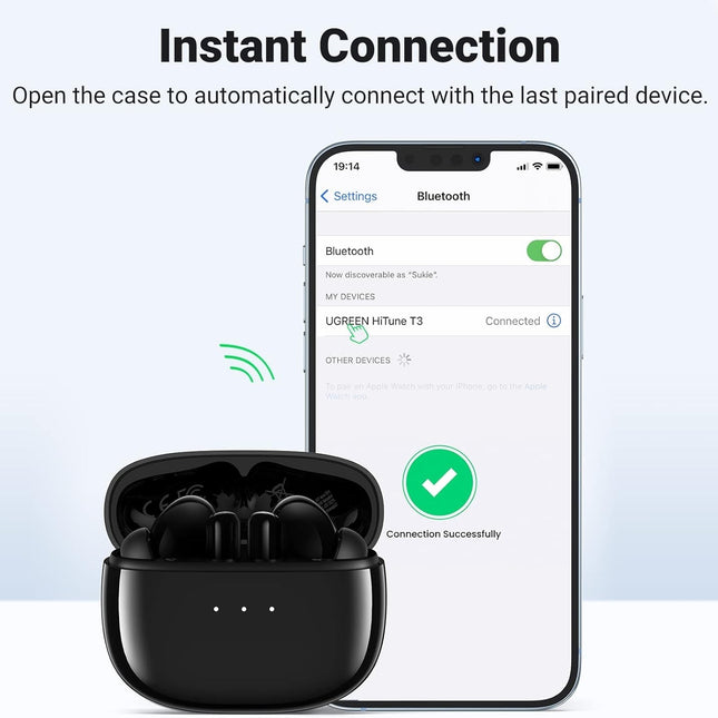 UGREEN 90401 HiTune T3 Active Noise-Cancelling Wireless Earbuds (Black) 2