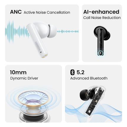 UGREEN 90401 HiTune T3 Active Noise-Cancelling Wireless Earbuds (Black) 6