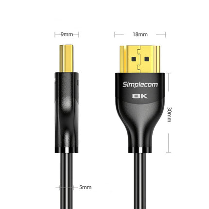 Simplecom CAH510 Ultra High Speed HDMI 2.1 Cable 48Gbps 8K@60Hz Slim Flexible 1M 4