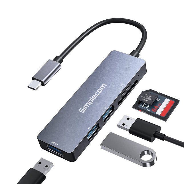 Simplecom CH255 USB-C 5-in-1 Multiport Adapter 3-Port USB-A Hub with SD MicroSD Card Reader 2