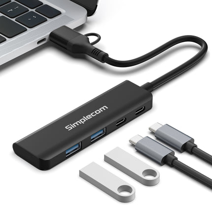 Simplecom CH385 SuperSpeed USB-A and USB-C 4-Port Combo Hub USB 3.2 Gen 1 (2x USB-A and 2x USB-C Ports) 5