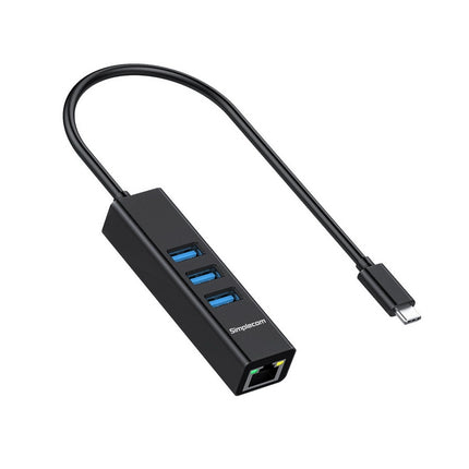 Simplecom CHN421 Aluminium USB-C to 3 Port USB HUB with Gigabit Ethernet Adapter Black 2