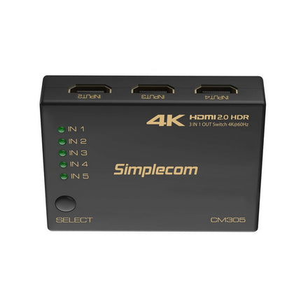 Simplecom CM305 Ultra HD 5 Way HDMI Switch 5 IN 1 OUT Splitter 4K@60Hz 3