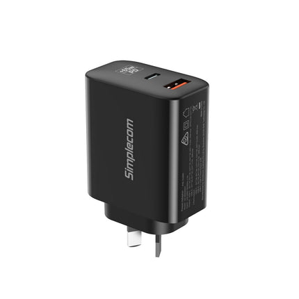 Simplecom CU265 Dual Port PD 65W GaN Fast Wall Charger USB-C + USB-A for Phone Laptop 2