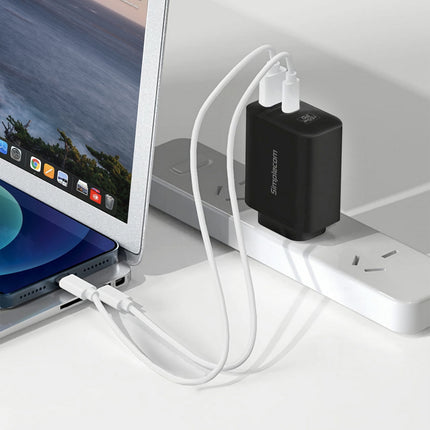 Simplecom CU265 Dual Port PD 65W GaN Fast Wall Charger USB-C + USB-A for Phone Laptop 6