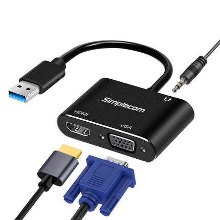 Simplecom DA316A USB to HDMI + VGA Video Card Adapter with 3.5mm Audio 2