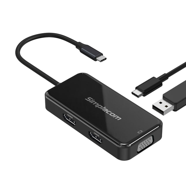 Simplecom DA451 5-in-1 USB-C Multiport Adapter MST Hub with VGA and Dual HDMI 2