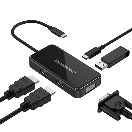 Simplecom DA451 5-in-1 USB-C Multiport Adapter MST Hub with VGA and Dual HDMI 3