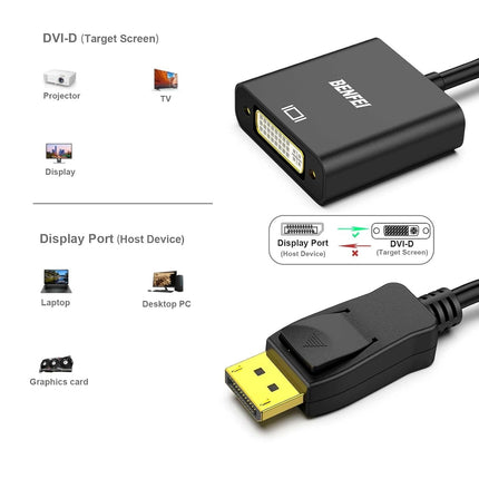 BENFEI DisplayPort to DVI DVI-D Single Link Adapter 2