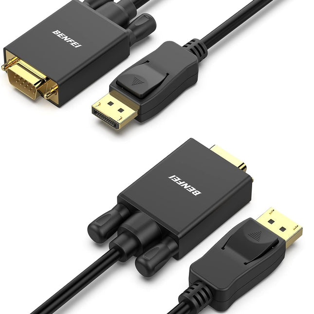 BENFEI 000123BK-10F Uni-Directional DP DisplayPort to VGA Cable Male-Male Gold-Plated Cord 3M