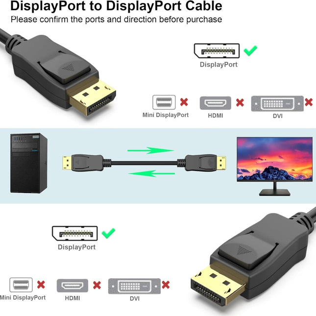 BENFEI DisplayPort to DisplayPort  8K @ 60Hz Cable 1.8m 2