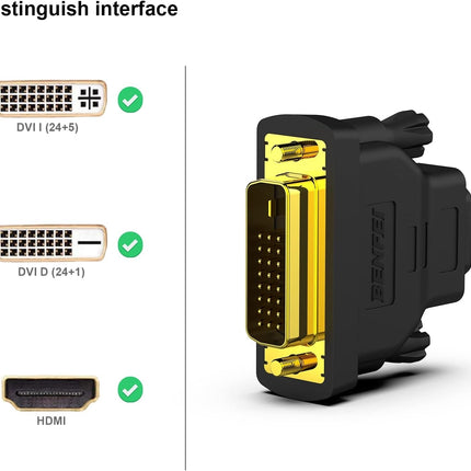 BENFEI DVI to HDMI, Bidirectional DVI to HDMI Male to Female 2 Pack 2