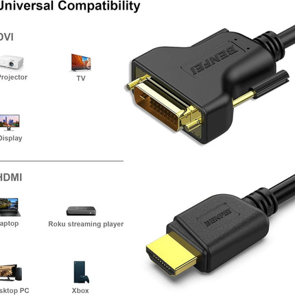 BENFEI HDMI to DVI, Bi Directional DVI-D 24+1 Male to HDMI Male High Speed Adapter Cable 6