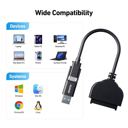BENFEI 2in1 USB-C/USB 3.0 to SATA III Hard Driver Adapter 3