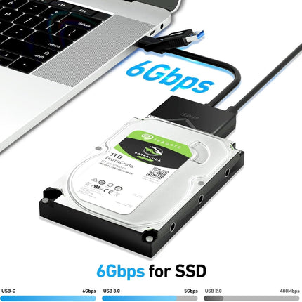 BENFEI 221BK USB 3.0 to SATA III Hard Drive Adapter for 2.5/3.5-inch HDD/SSD with 12V/2A Power Adapter, Support UASP 3