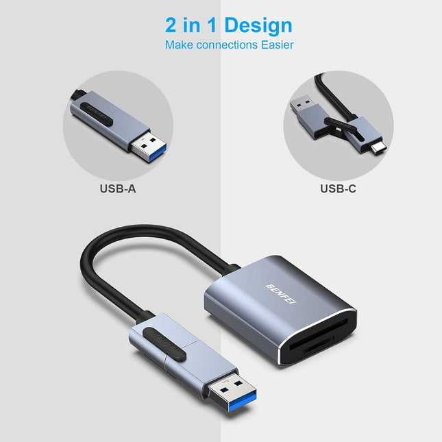 BENFEI USB Type-C/Type-A to SD TF Card Reader 2