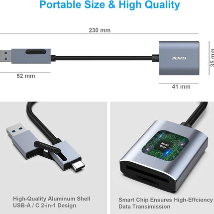BENFEI USB Type-C/Type-A to SD TF Card Reader 6