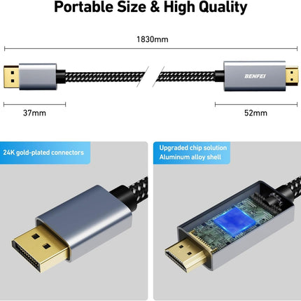 BENFEI 4K DisplayPort to HDMI 3m Cable 7