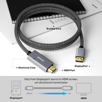 BENFEI 4K DisplayPort to HDMI 1.8m Cable 4
