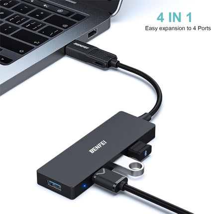 BENFEI 000291BK 4-Port USB 3.0 Ultra Flat Data Hub, USB C Hub with 4 Ports USB 3.0 Adapter 3