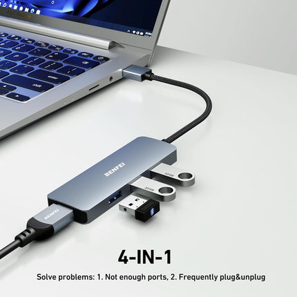 BENFEI USB 3.0 4-port Hub USB A Splitter Ultra-Slim 2