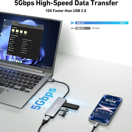 BENFEI USB 3.0 4-port Hub USB A Splitter Ultra-Slim 3