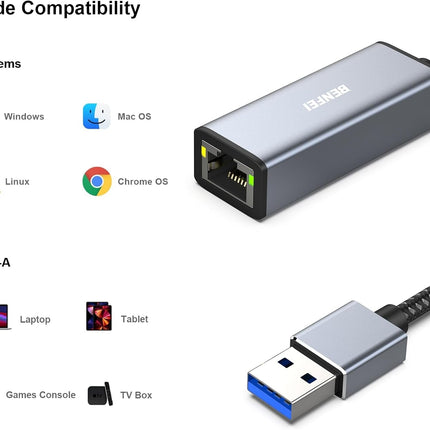 BENFEI USB 3.0 to Gigabit Ethernet Adapter 3