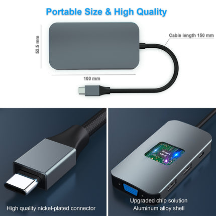 BENFEI 335GY USB-C Hub with Triple Display, 8-in-1 Docking Station (100W PD, Dual 4K HDMI, VGA, 3x USB 3.0) 5