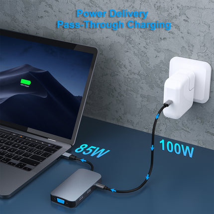 BENFEI 335GY USB-C Hub with Triple Display, 8-in-1 Docking Station (100W PD, Dual 4K HDMI, VGA, 3x USB 3.0) 7
