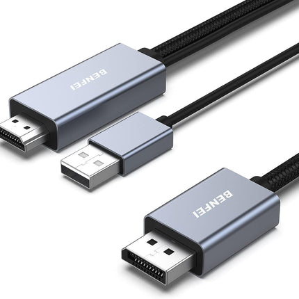 BENFEI 344GY-1M HDMI to DisplayPort Unidirectional 4K Active Cable with USB Powered 1M