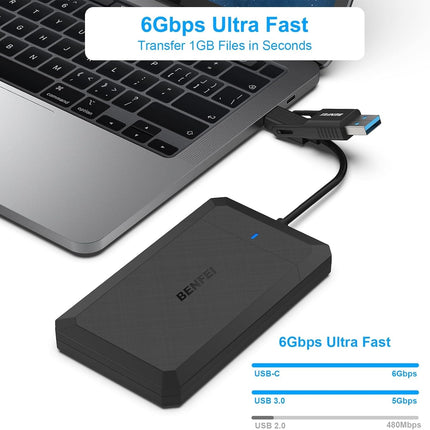 BENFEI 2.5 Inch SATA to USB Tool Free External Hard Drive Enclosure 3
