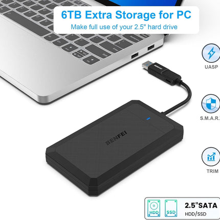 BENFEI 2.5 Inch SATA to USB Tool Free External Hard Drive Enclosure 5