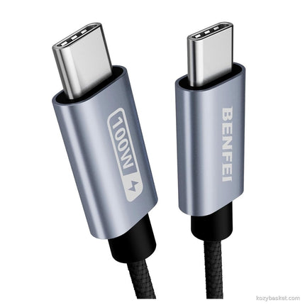 BENFEI 351SL-6F 100W USB-C to USB-C Fast Charging Cable Aluminum Shell Tangle-Free Silicone