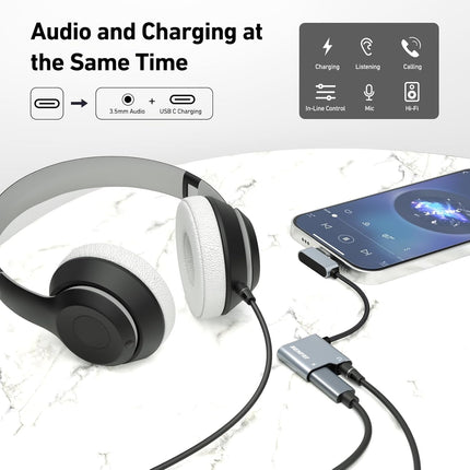 BENFEI USB C to Audio Jack Adapter with 60W Fast Charging 2