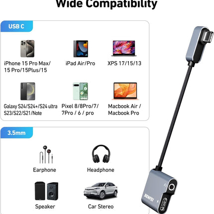 BENFEI USB C to Audio Jack Adapter with 60W Fast Charging 8